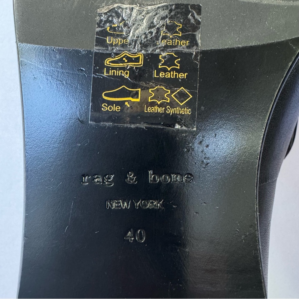 RAG & BONE Aslen Black Leather Loafer With Silver Chain Detail Square Toe Sz 40 - Picture 4 of 16